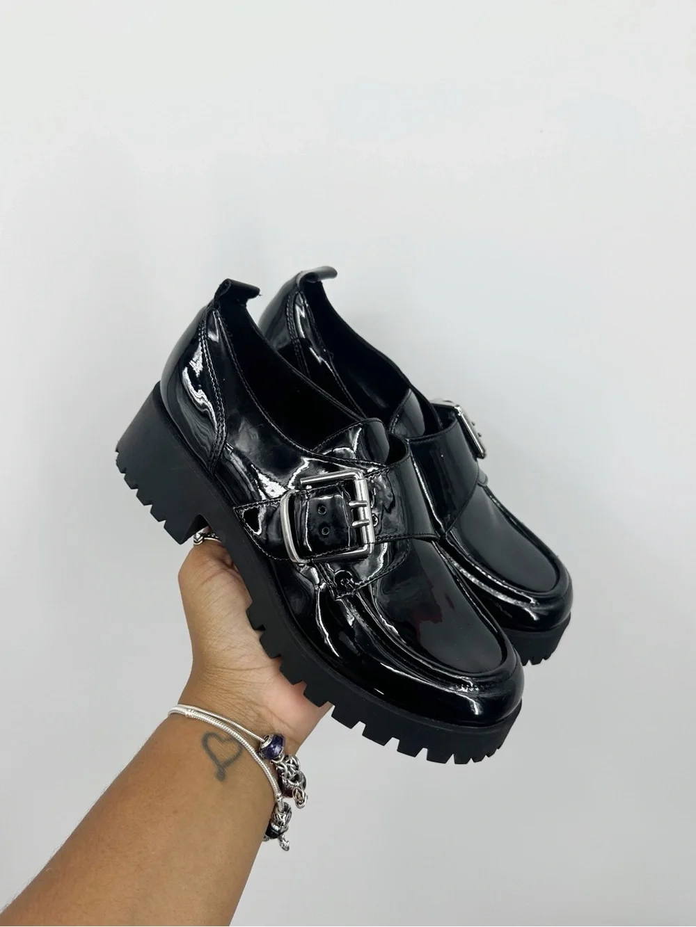 Marc Fisher Black Buckle Loafers Women's Size 6 Goth Grunge Whimsical
